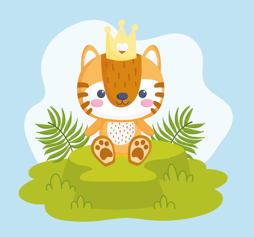 stuffed tiger with crown vector