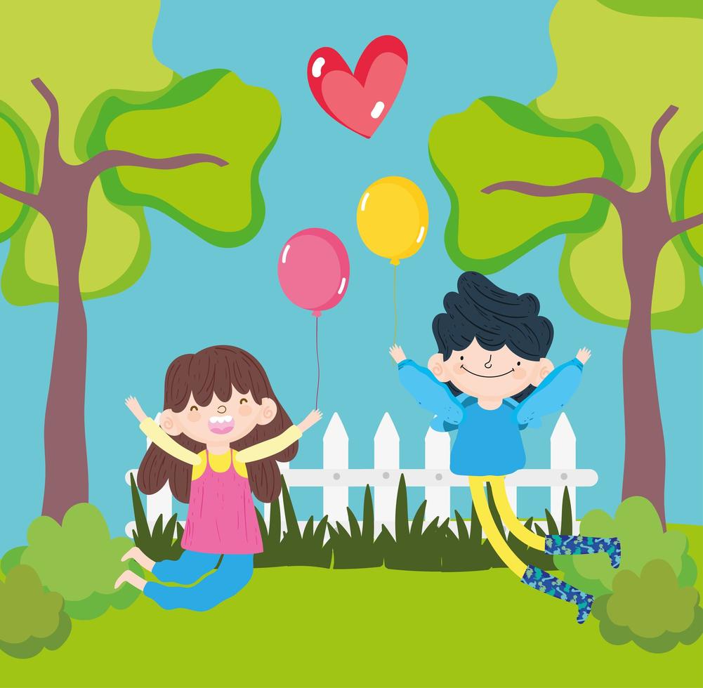 girl and boy happy vector