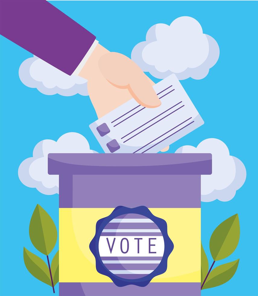 hand inserting ballot paper vector