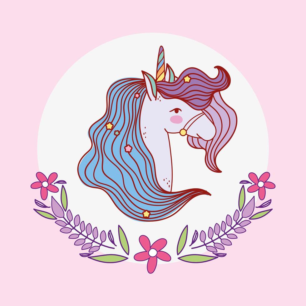 emblema de flores de unicornio vector