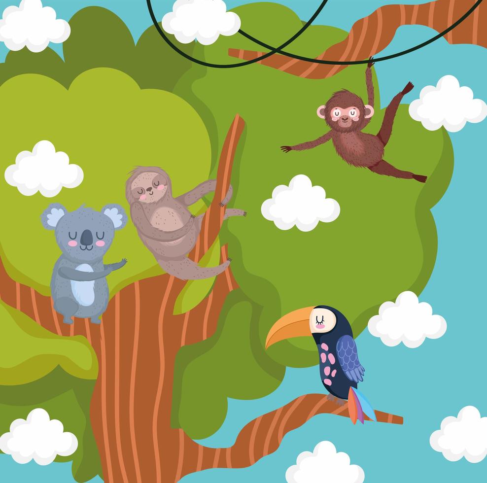 animales de dibujos animados en las ramas del árbol 2770450 Vector en Vecteezy animales de dibujos animados en las ramas del árbol 2770450 Vector en Vecteezy