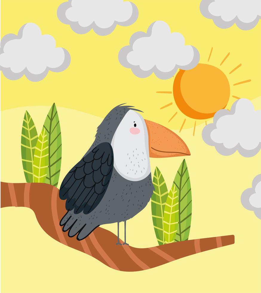 cute toucan and branch vector