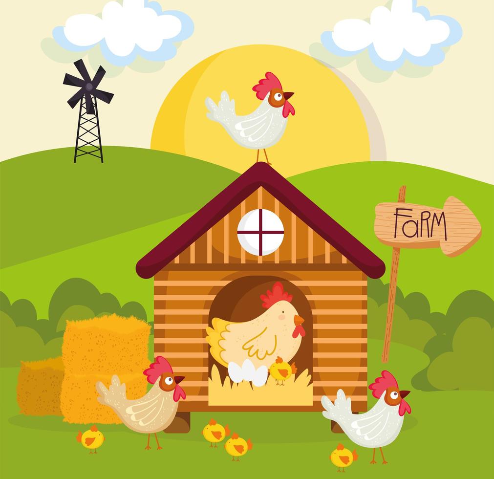 farm Henhouse and poultry vector