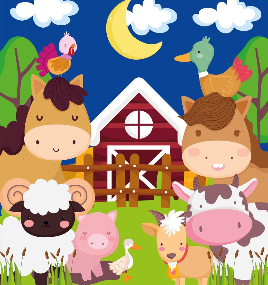 farm animals scene vector