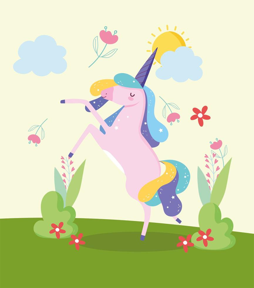 unicorn fantasy landscape vector