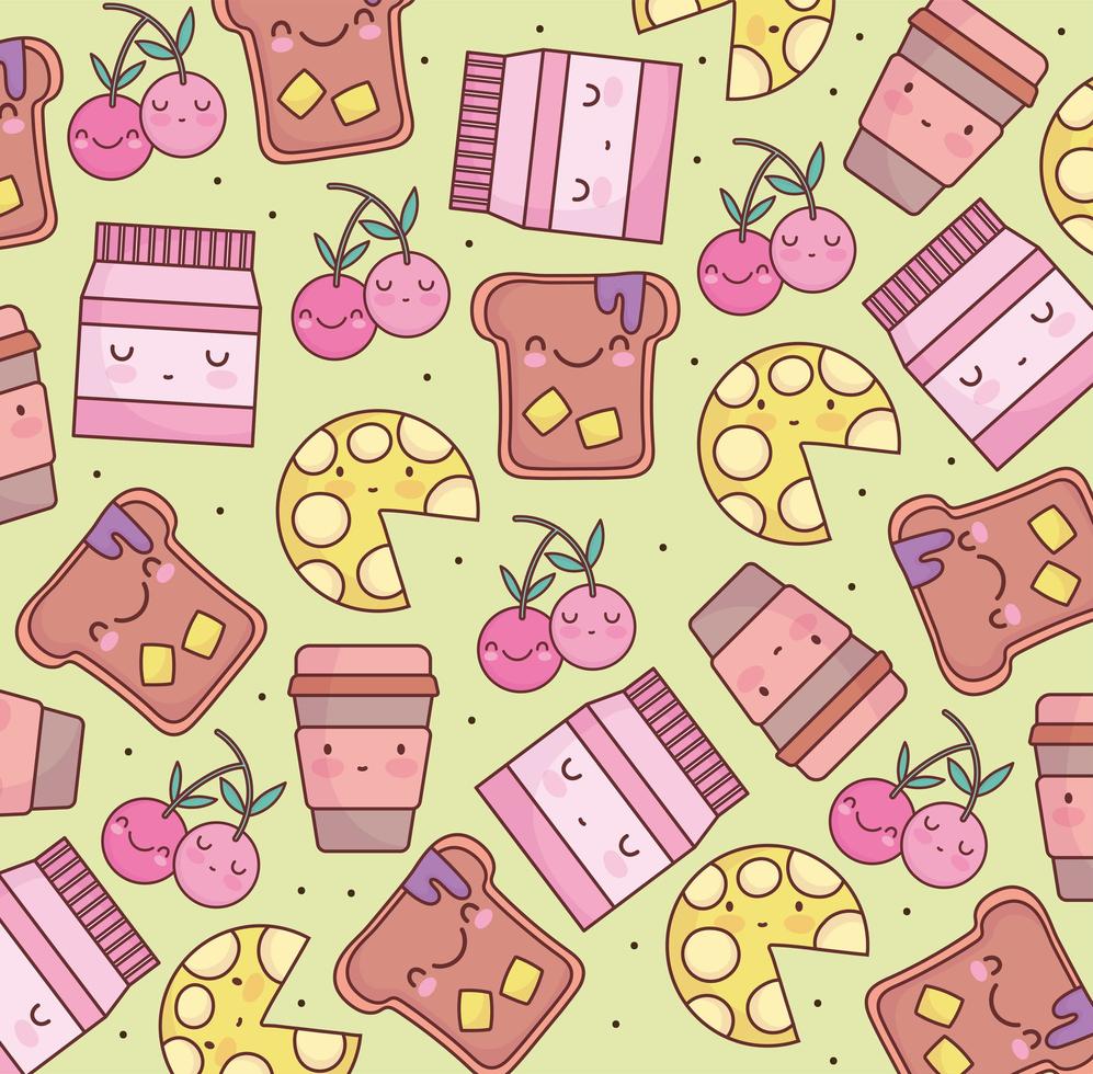 cute food cartoon pattern vector