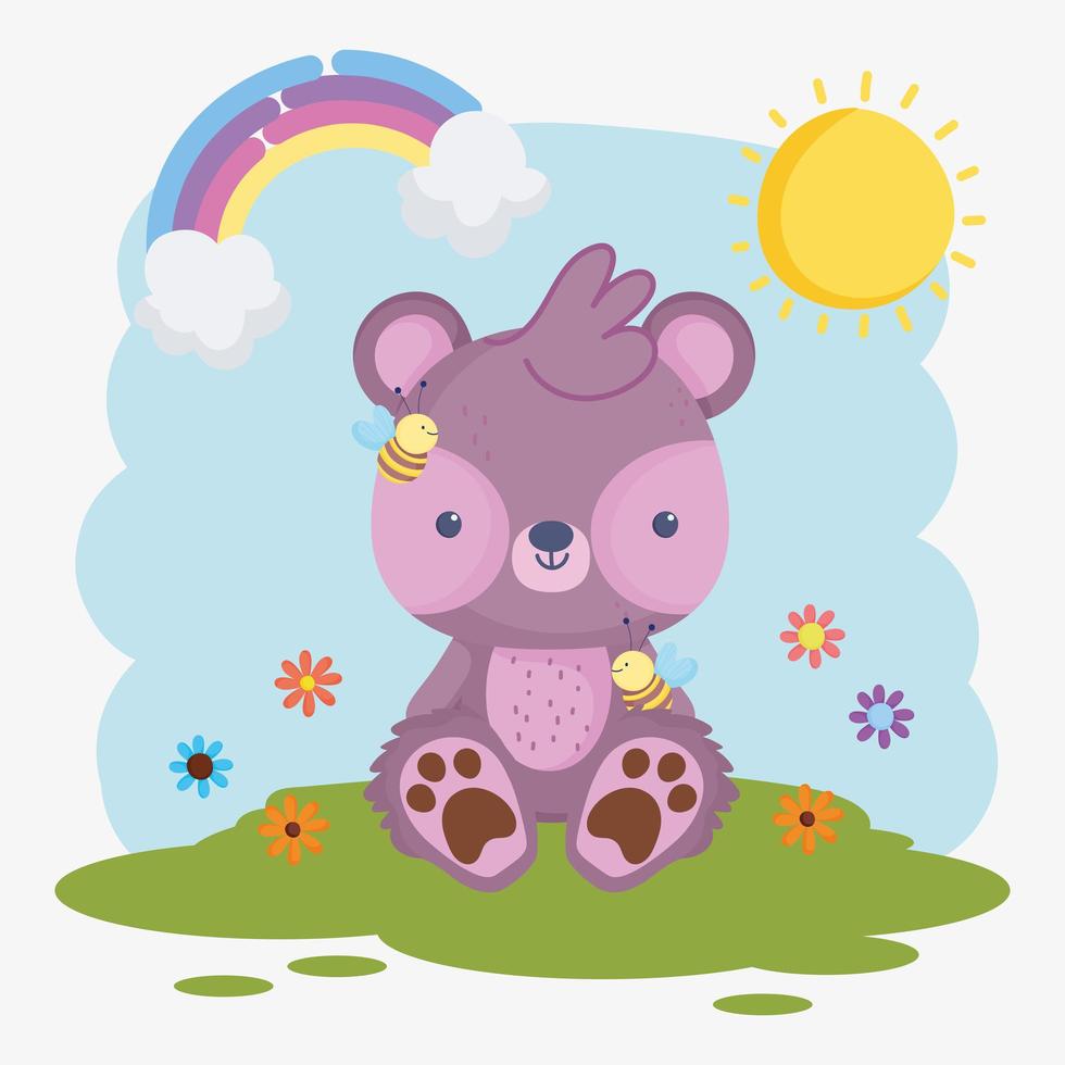 oso de peluche y abeja vector