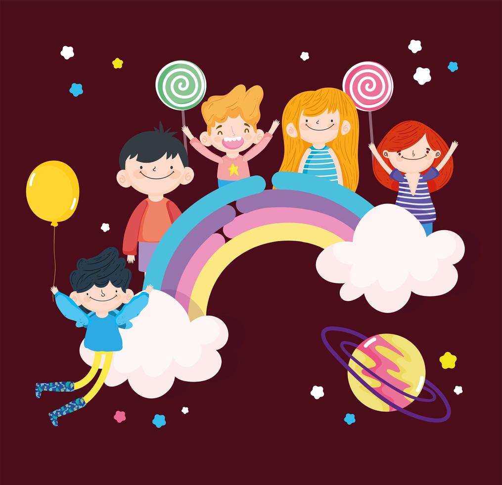 arcoiris infantil divertido vector