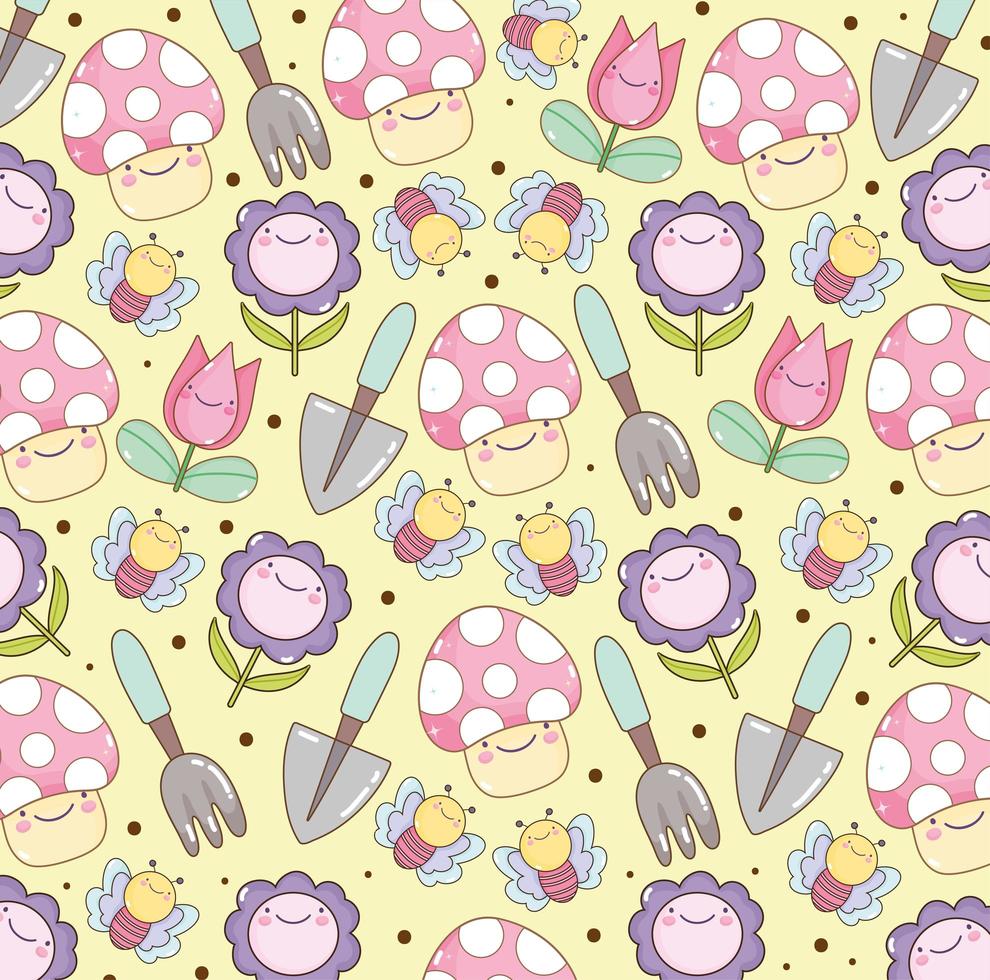 lindo jardín kawaii vector