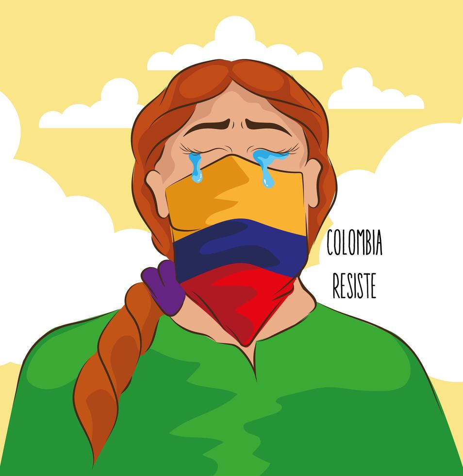 colombian woman crying vector