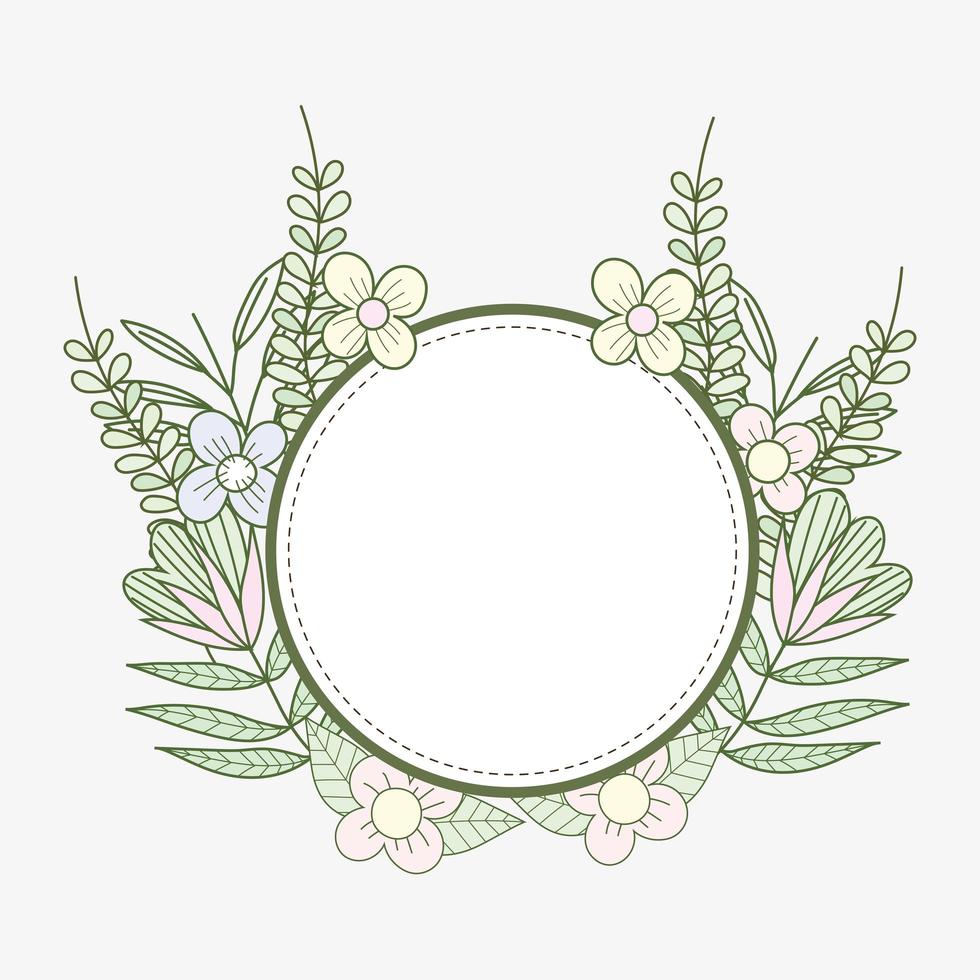 round floral label vector