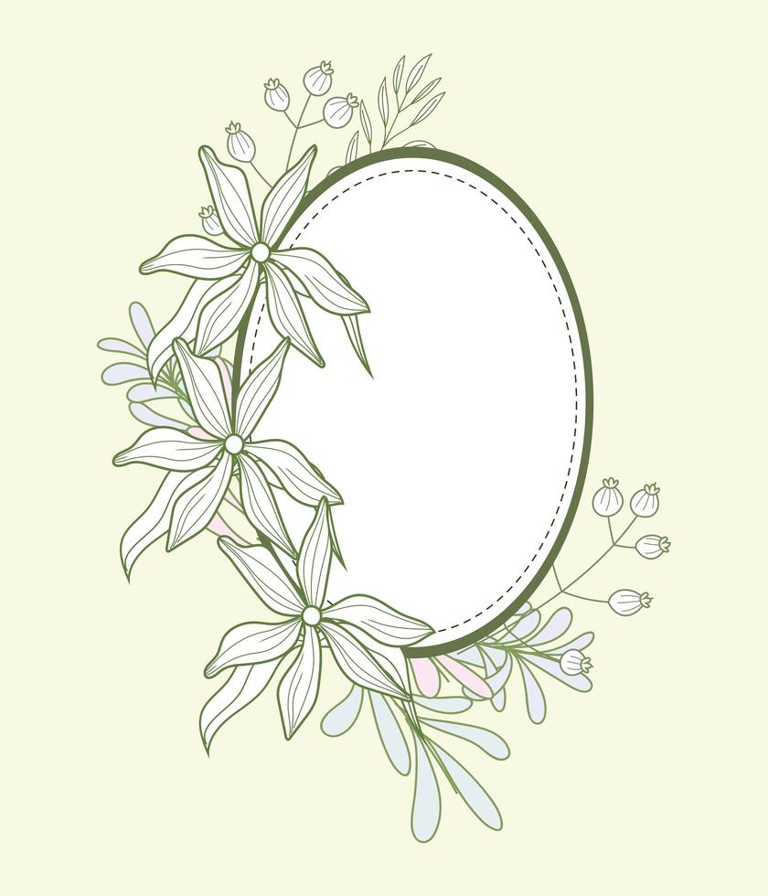 oval floral badge vector