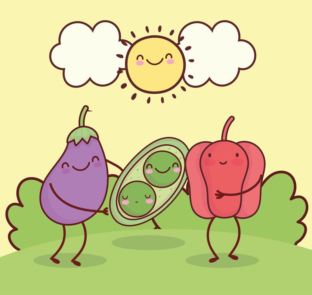 cute eggplant pepper vector