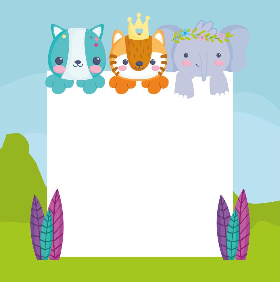 little animals with banner vector