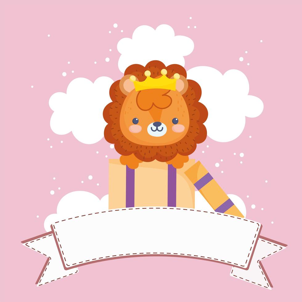 little lion with ribbon vector