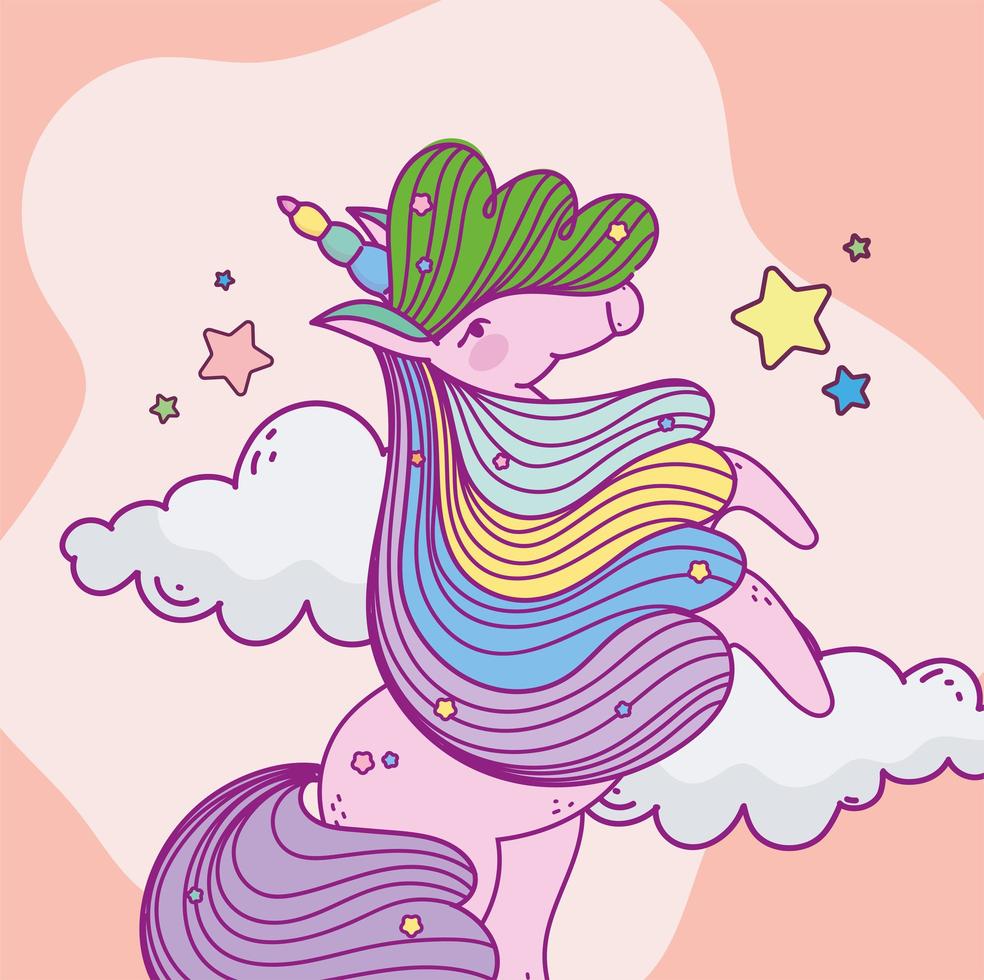 lindo unicornio mágico vector