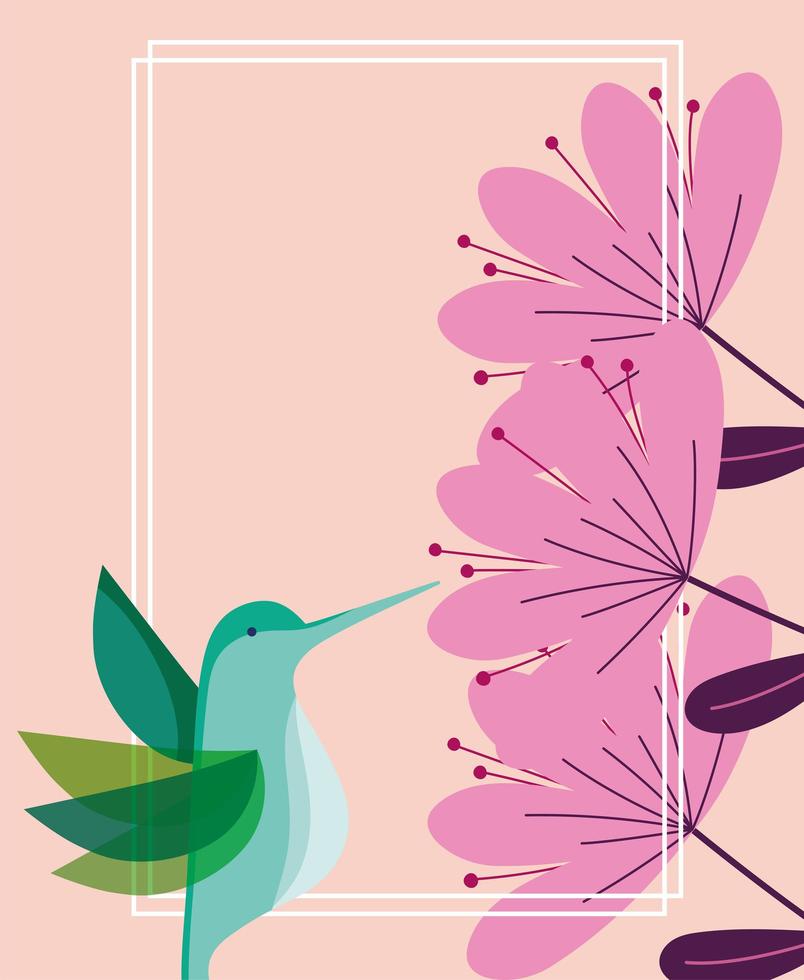 banner de flores de colibrí vector