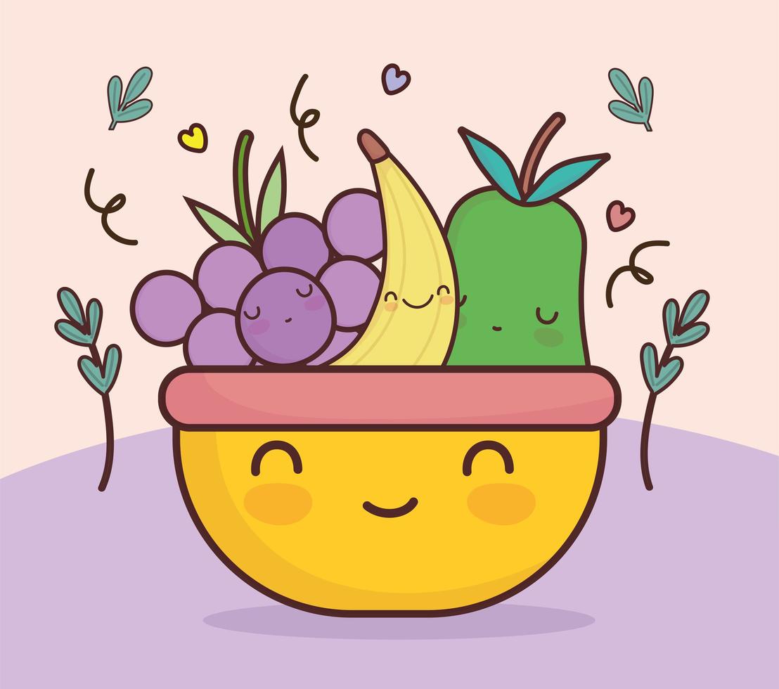 fruit bowl cute vector