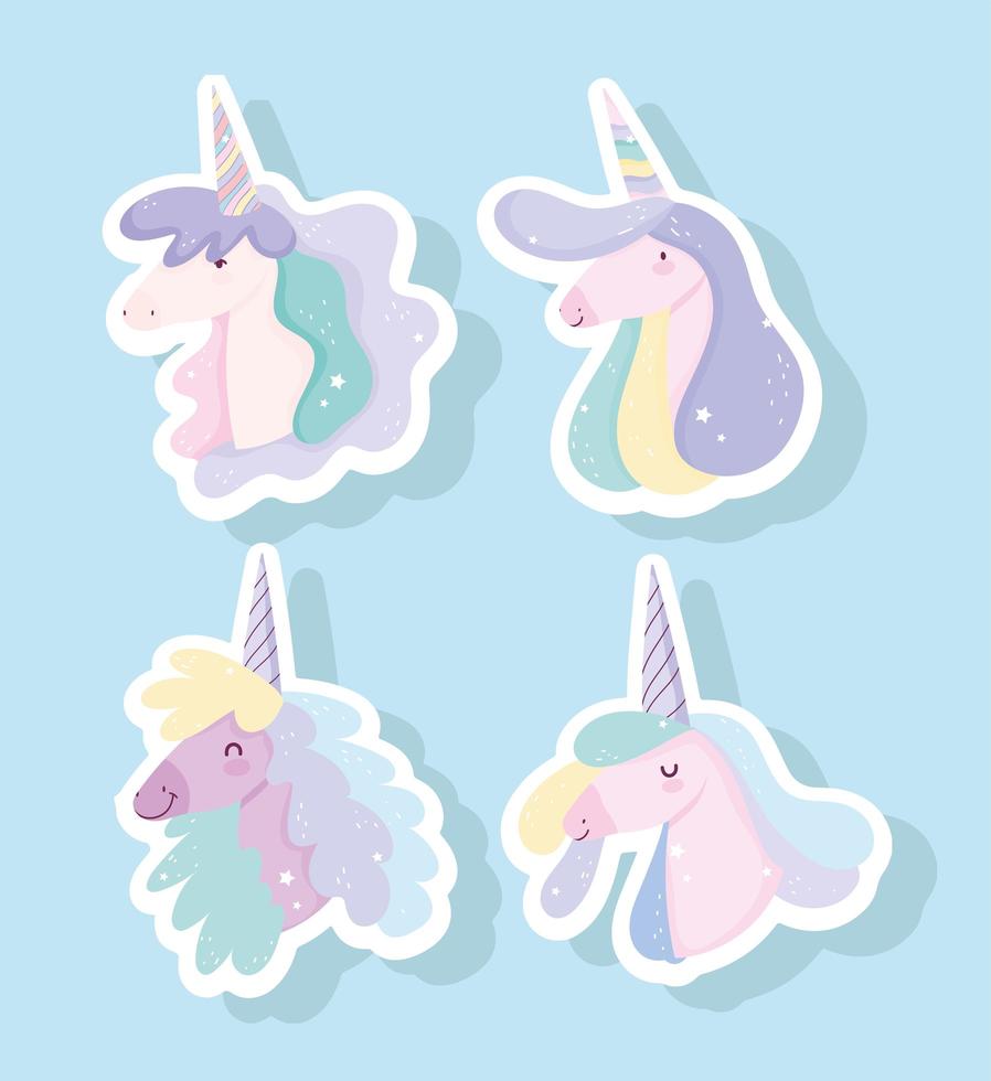 cute head unicorns vector