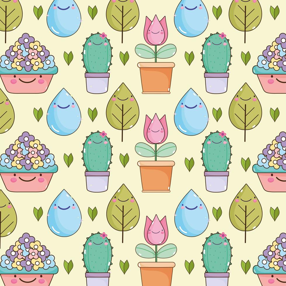 kawaii garden background vector