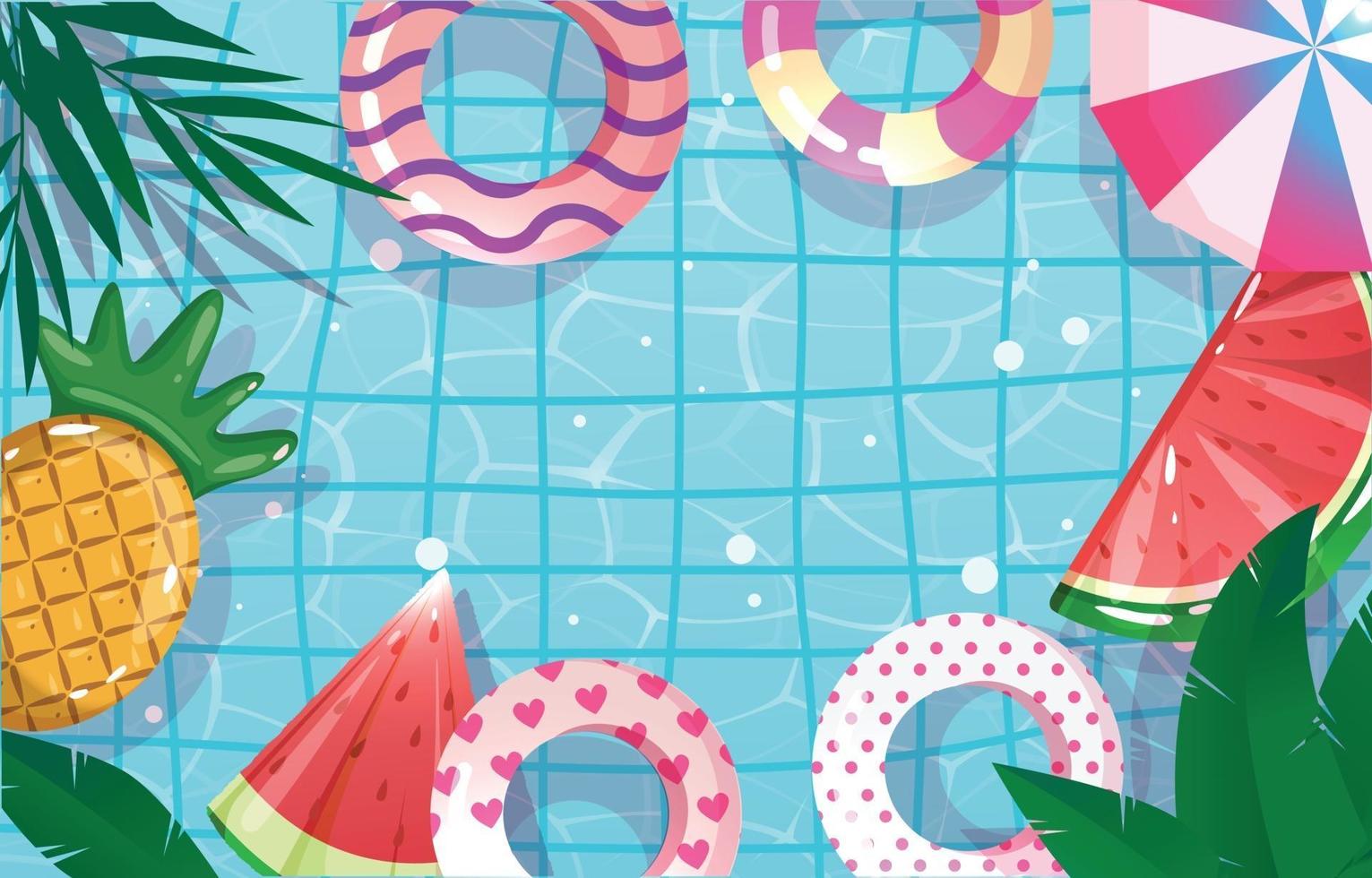 Summer Time Swimming Pool Top View vector