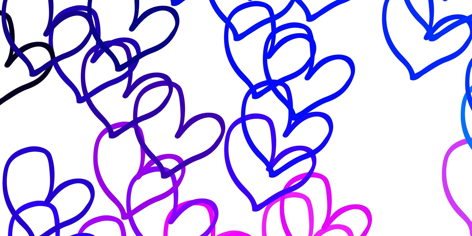 Telón de fondo de vector rosa claro, azul con corazones dulces.