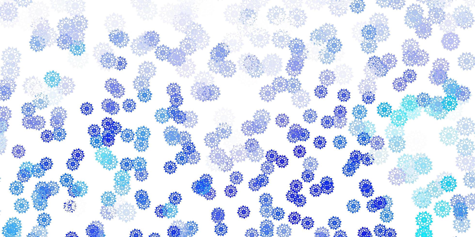 textura de vector azul claro con copos de nieve brillantes.