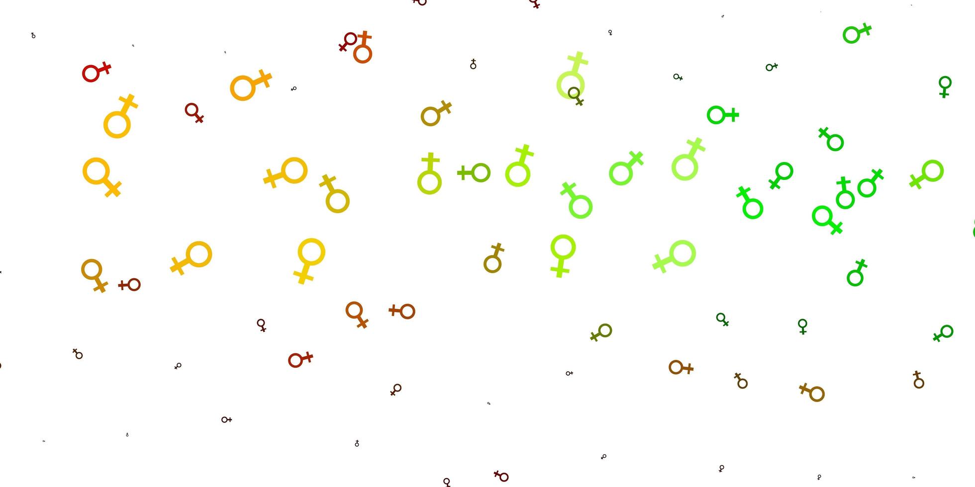 patrón de vector verde claro, amarillo con elementos de feminismo.