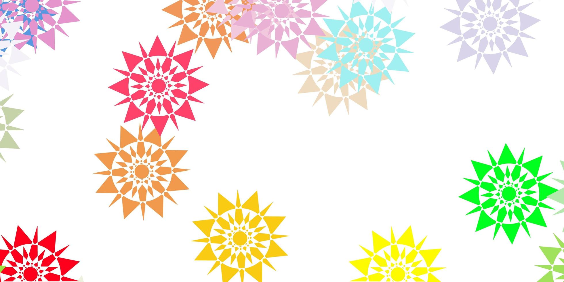 Light multicolor vector beautiful snowflakes backdrop with flowers.