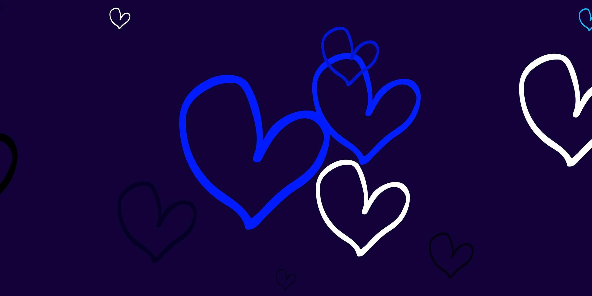 plantilla de vector azul claro con corazones de doodle.