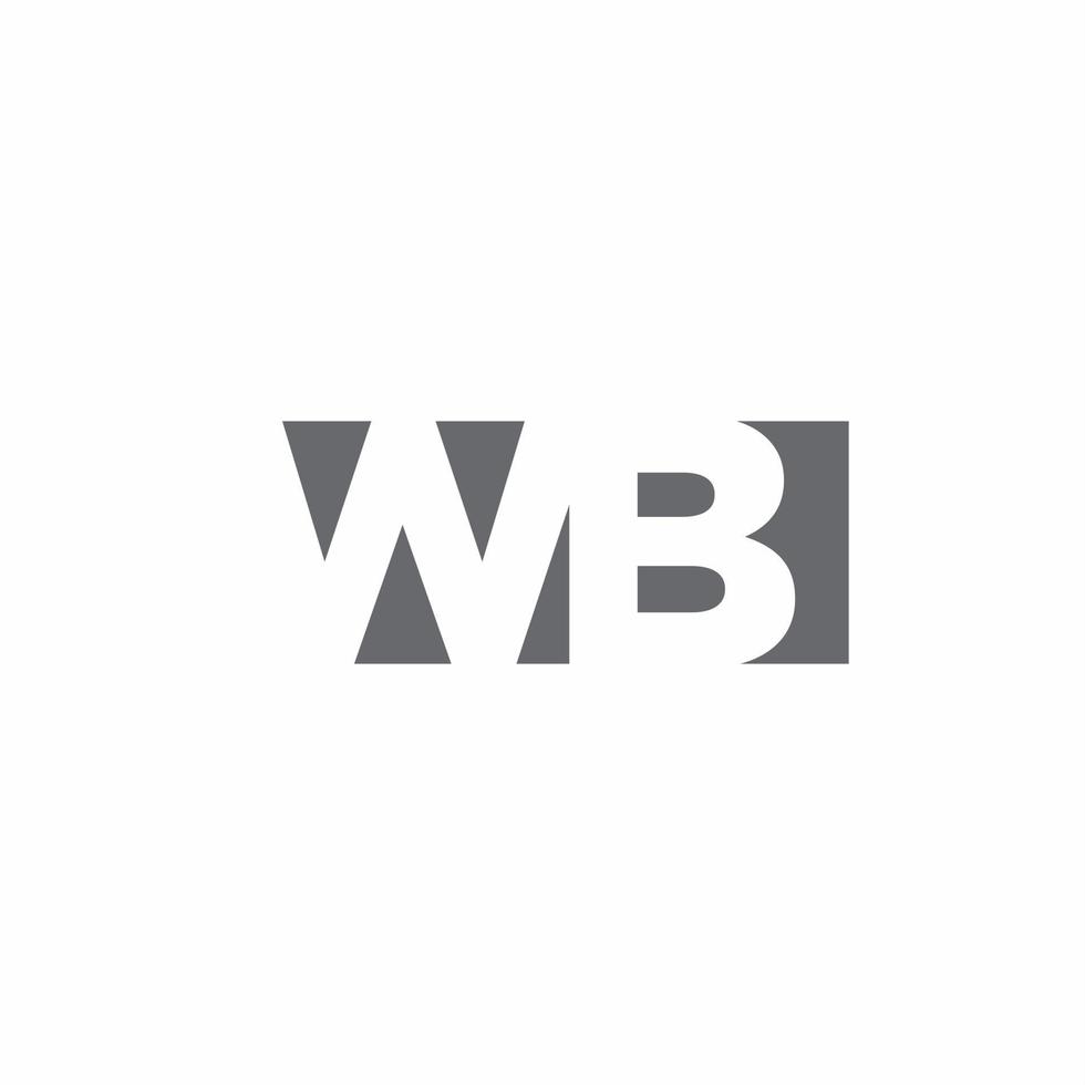 Monograma del logotipo de wb con plantilla de diseño de estilo de espacio negativo vector