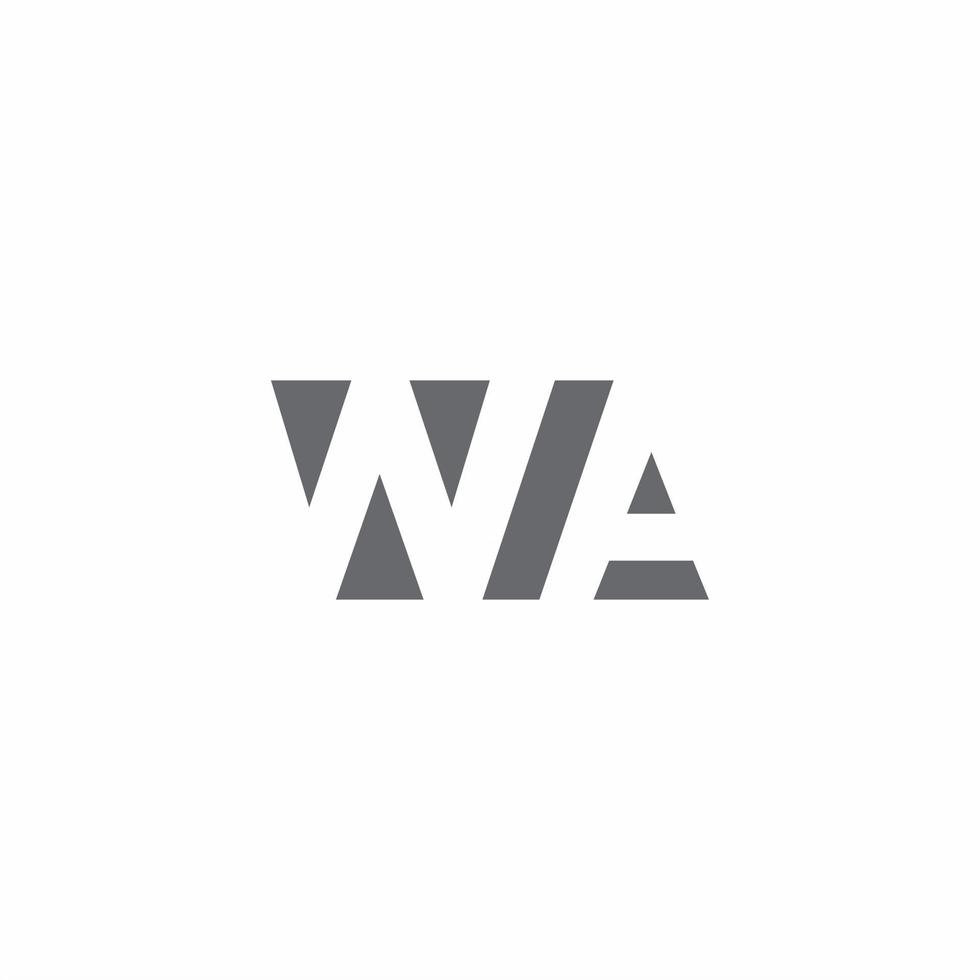 monograma del logotipo de wa con plantilla de diseño de estilo de espacio negativo vector