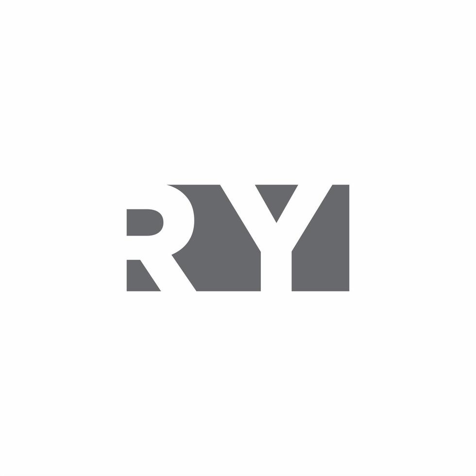 Monograma del logotipo de Ry con plantilla de diseño de estilo de espacio negativo vector