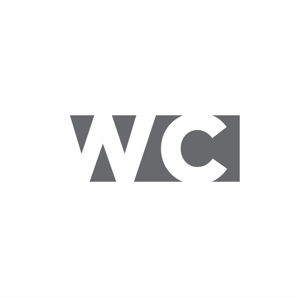 Monograma de logotipo de WC con plantilla de diseño de estilo de espacio negativo vector