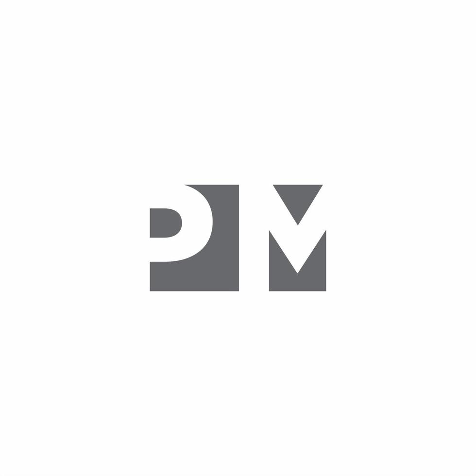 PM logo monograma con plantilla de diseño de estilo de espacio negativo vector