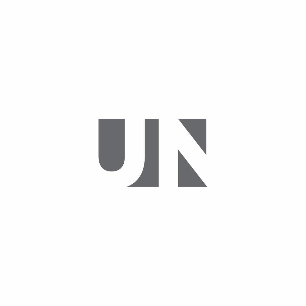 monograma del logotipo de la ONU con plantilla de diseño de estilo de espacio negativo vector