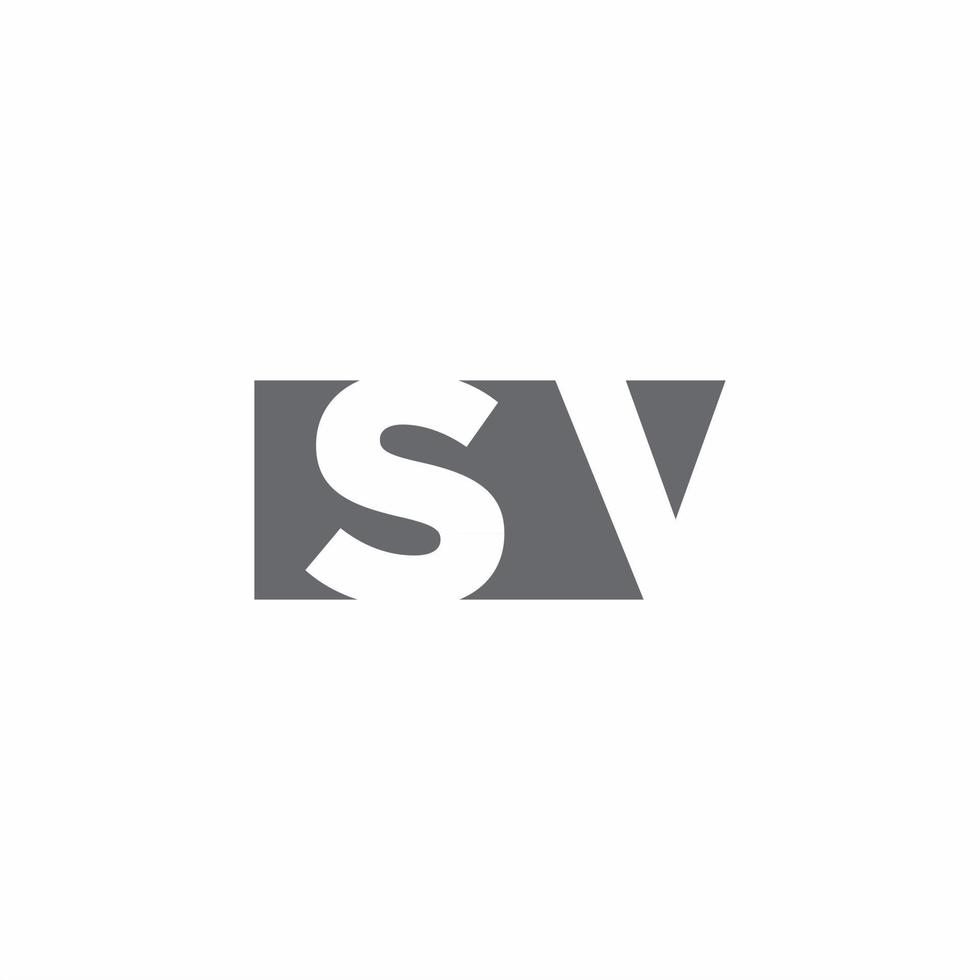 monograma de logotipo sv con plantilla de diseño de estilo de espacio negativo vector