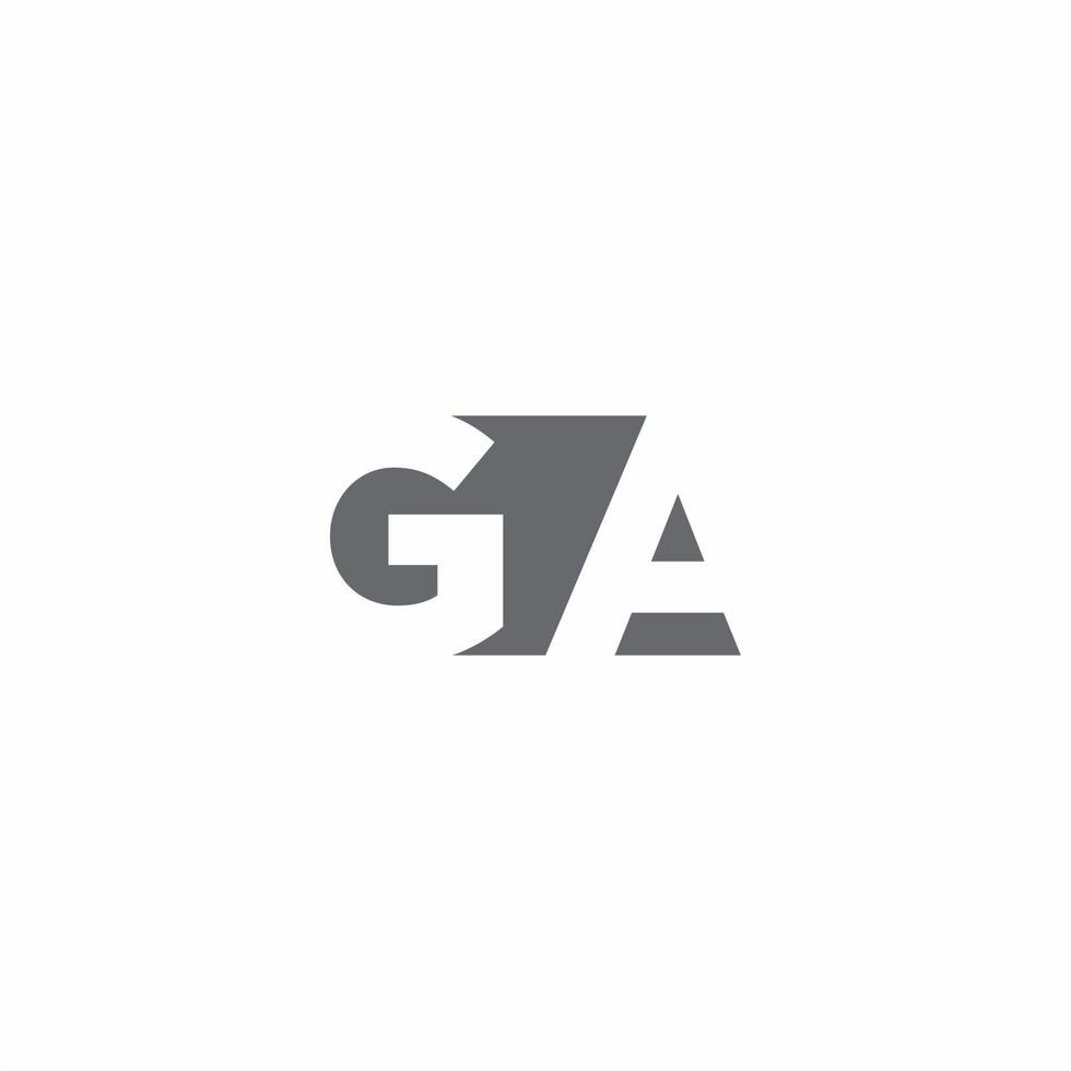 monograma del logotipo de ga con plantilla de diseño de estilo de espacio negativo vector