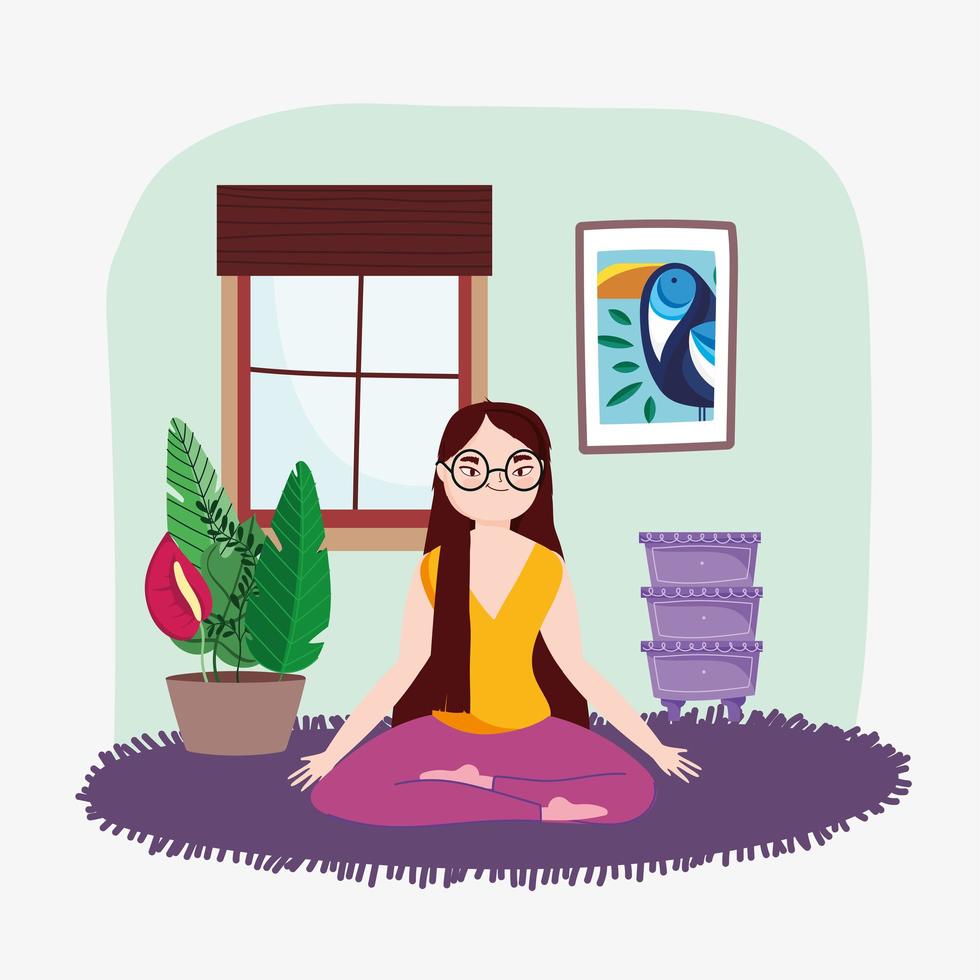 woman practicing yoga vector