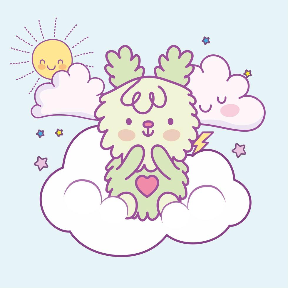 cute bear on cloud vector