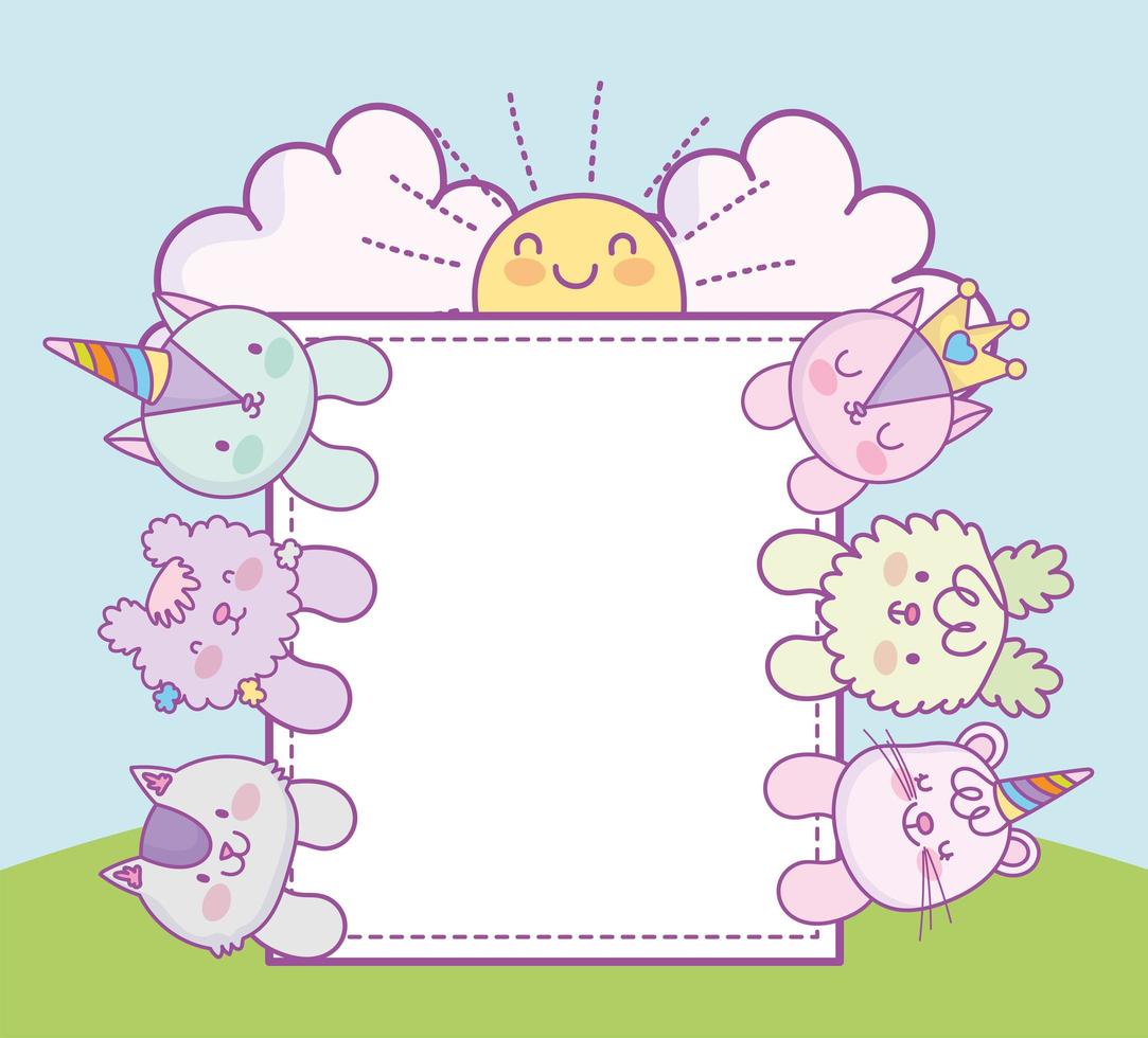 cute animals banner vector