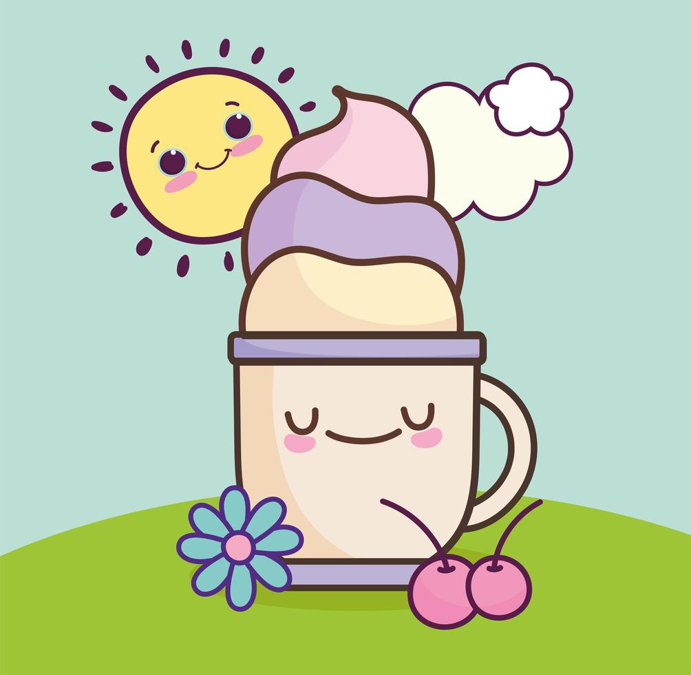 cute cup with cream vector