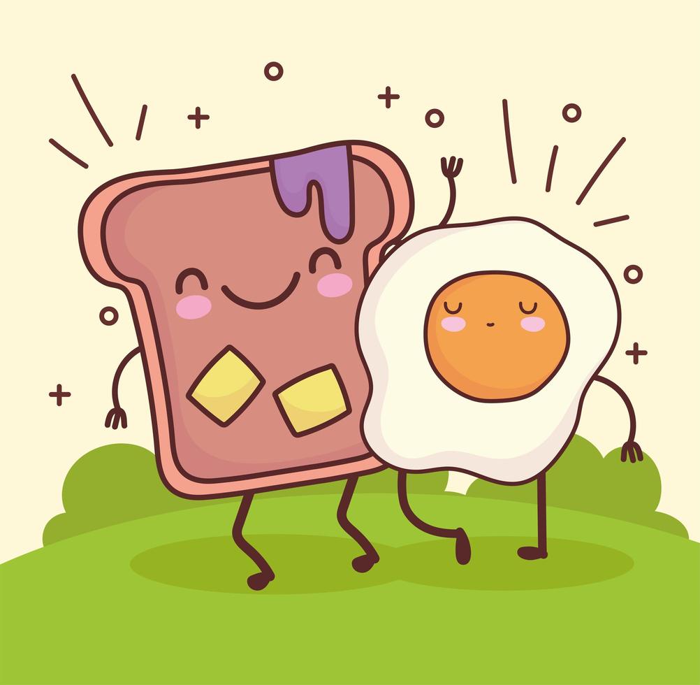 cute fried egg bread vector