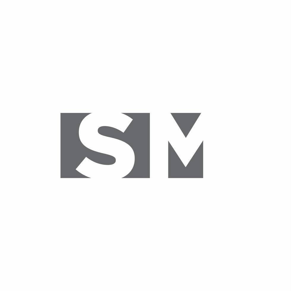 Monograma de logotipo sm con plantilla de diseño de estilo de espacio negativo vector