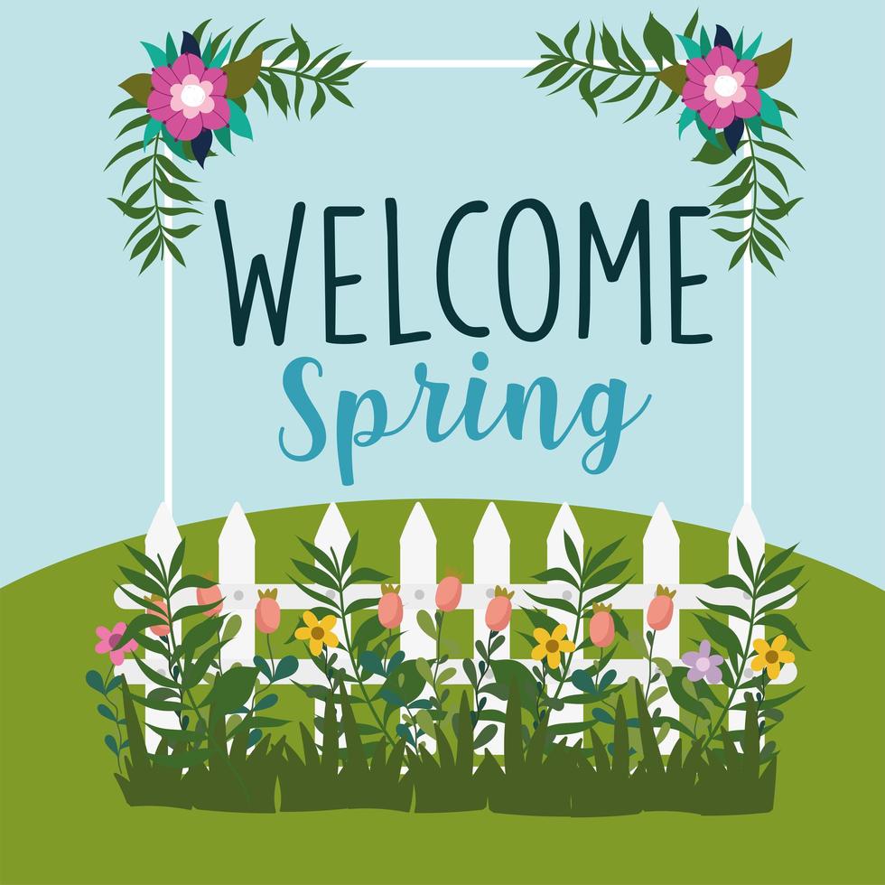 welcome spring text vector