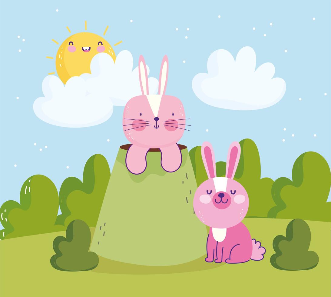 bunnies cute cartoon vector