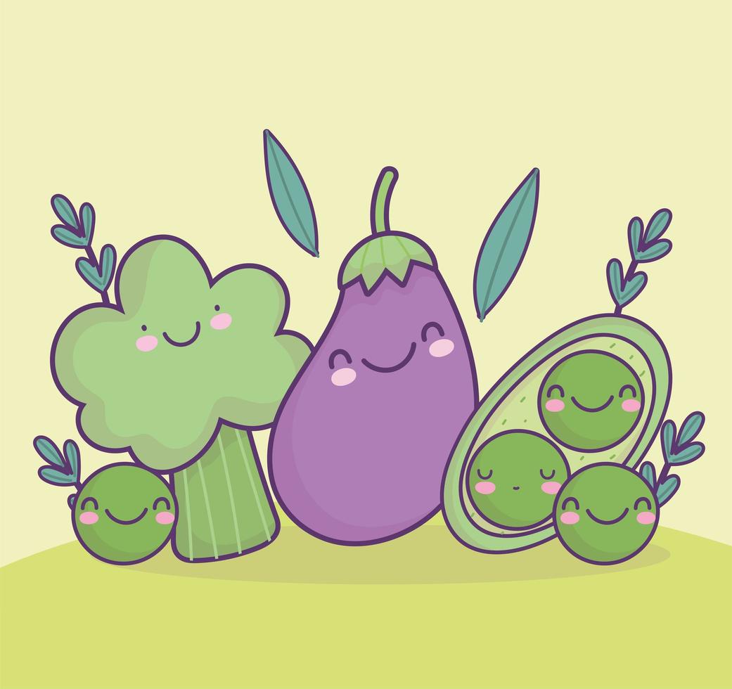 dibujos animados de verduras lindas vector