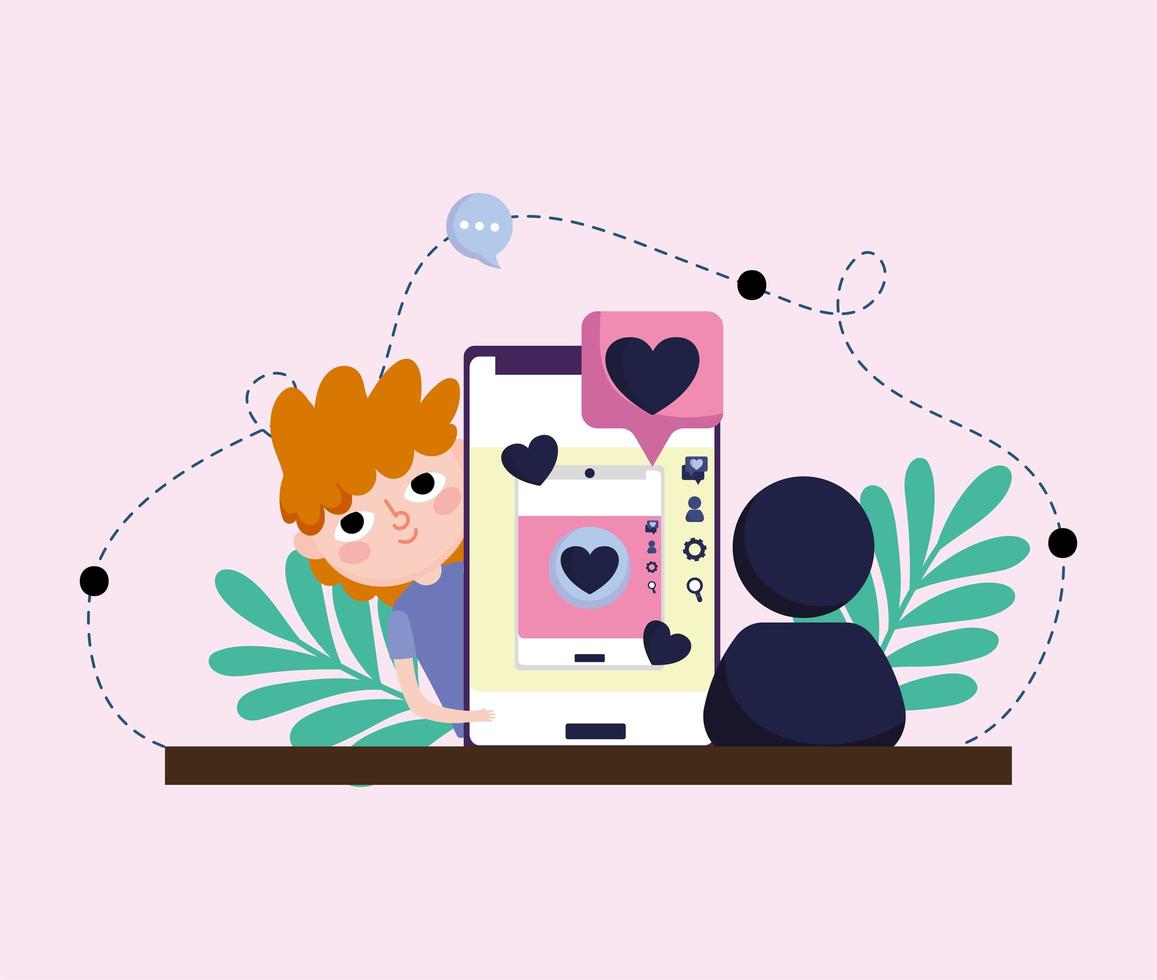 boy mobile chatting vector