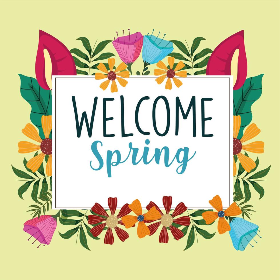 welcome spring lettering vector