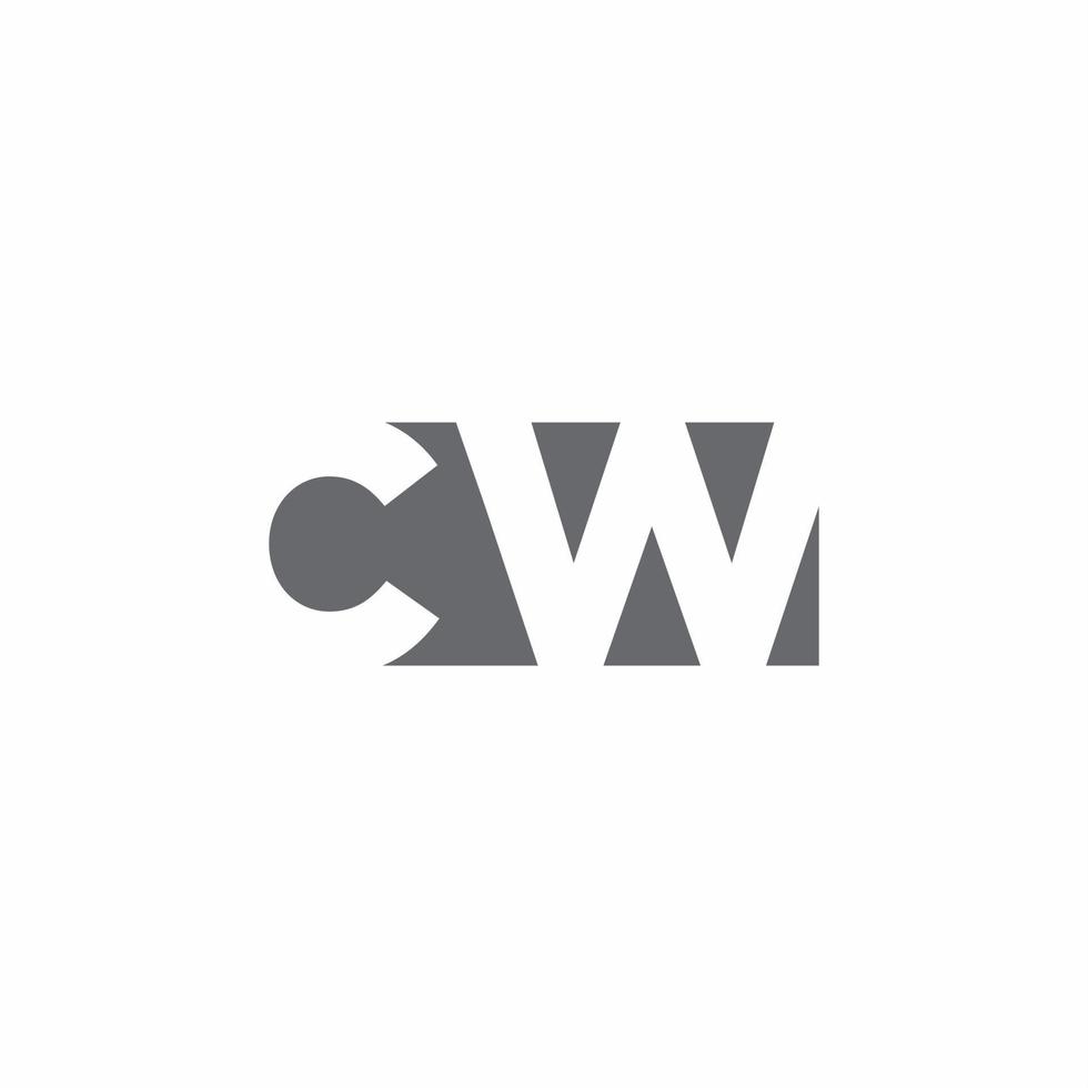 Monograma del logotipo de cw con plantilla de diseño de estilo de espacio negativo vector